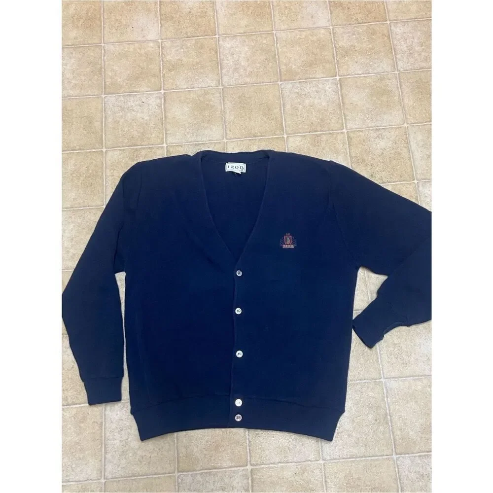 IZOD Navy Blue Cardigan Sweater Men’s Size L